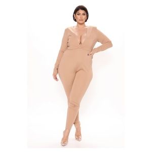 Let’s Work It Out Jumpsuit (Taupe) - Fashion Nova (2X)